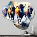 Buffalo'S Running - Asymmetric Metal Wall Art