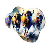 Buffalo'S Running - Asymmetric Metal Wall Art