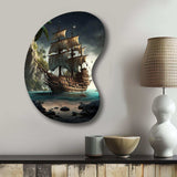 Pirate Boat On The Ocean - Asymmetric Metal Wall Art