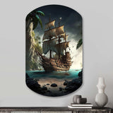 Pirate Boat On The Ocean - Asymmetric Metal Wall Art