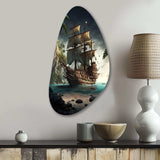 Pirate Boat On The Ocean - Asymmetric Metal Wall Art