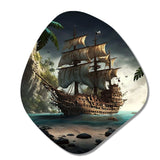 Pirate Boat On The Ocean - Asymmetric Metal Wall Art