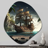 Pirate Boat On The Ocean - Asymmetric Metal Wall Art