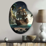 Pirate Boat On The Ocean - Asymmetric Metal Wall Art