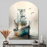 Fisherman'S Boat On The Ocean II - Asymmetric Metal Wall Art