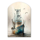 Fisherman'S Boat On The Ocean II - Asymmetric Metal Wall Art