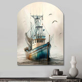 Fisherman'S Boat On The Ocean II - Asymmetric Metal Wall Art