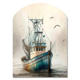 Fisherman'S Boat On The Ocean II - Asymmetric Metal Wall Art