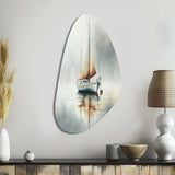 Boat On The Lake II - Asymmetric Metal Wall Art