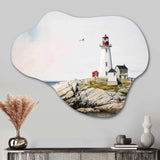 Lighthouse By The Ocean I - Asymmetric Metal Wall Art