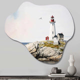 Lighthouse By The Ocean I - Asymmetric Metal Wall Art