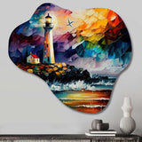 Lighthouse By The Ocean V - Asymmetric Metal Wall Art