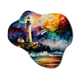 Lighthouse By The Ocean V - Asymmetric Metal Wall Art