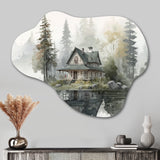 Cottage By The Lake II - Asymmetric Metal Wall Art