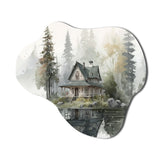 Cottage By The Lake II - Asymmetric Metal Wall Art