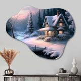 Winter Scene Farmhouse - Asymmetric Metal Wall Art