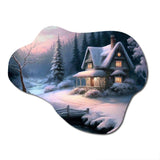 Winter Scene Farmhouse - Asymmetric Metal Wall Art