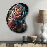 Multicolor Hyperrealistic Roses - Asymmetric Metal Wall Art