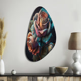 Multicolor Hyperrealistic Roses - Asymmetric Metal Wall Art