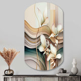 Beige Orchid Flowers Hyperrealistic II - Asymmetric Metal Wall Art