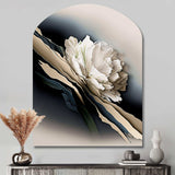 Beige Peony Flowers Hyperrealistic II - Asymmetric Metal Wall Art