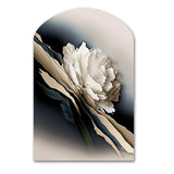 Beige Peony Flowers Hyperrealistic II - Asymmetric Metal Wall Art