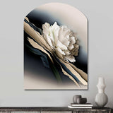 Beige Peony Flowers Hyperrealistic II - Asymmetric Metal Wall Art