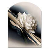 Beige Peony Flowers Hyperrealistic II - Asymmetric Metal Wall Art