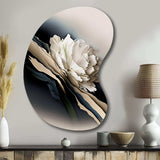 Beige Peony Flowers Hyperrealistic II - Asymmetric Metal Wall Art