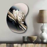 Beige Peony Flowers Hyperrealistic II - Asymmetric Metal Wall Art