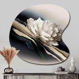 Beige Peony Flowers Hyperrealistic II - Asymmetric Metal Wall Art