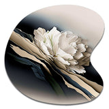 Beige Peony Flowers Hyperrealistic II - Asymmetric Metal Wall Art