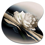 Beige Peony Flowers Hyperrealistic II - Asymmetric Metal Wall Art