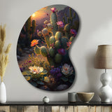 Cactus In Desert I - Asymmetric Metal Wall Art