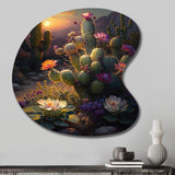 Cactus In Desert I - Asymmetric Metal Wall Art