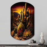 Cactus In Desert II - Asymmetric Metal Wall Art