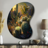 Cactus In Desert III - Asymmetric Metal Wall Art