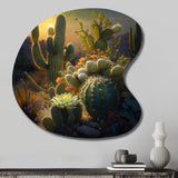 Cactus In Desert III - Asymmetric Metal Wall Art