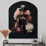 Elegant Floral Perfume Bottle II - Asymmetric Metal Wall Art