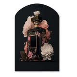 Elegant Floral Perfume Bottle II - Asymmetric Metal Wall Art