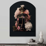 Elegant Floral Perfume Bottle II - Asymmetric Metal Wall Art