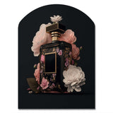 Elegant Floral Perfume Bottle II - Asymmetric Metal Wall Art