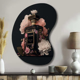 Elegant Floral Perfume Bottle II - Asymmetric Metal Wall Art