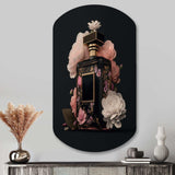 Elegant Floral Perfume Bottle II - Asymmetric Metal Wall Art