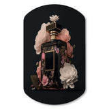 Elegant Floral Perfume Bottle II - Asymmetric Metal Wall Art