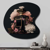 Elegant Floral Perfume Bottle II - Asymmetric Metal Wall Art