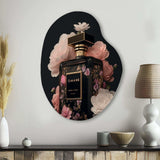 Elegant Floral Perfume Bottle II - Asymmetric Metal Wall Art