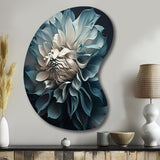 Blue And White Dahlia Flowers I - Asymmetric Metal Wall Art