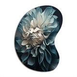 Blue And White Dahlia Flowers I - Asymmetric Metal Wall Art