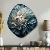 Blue And White Dahlia Flowers I - Asymmetric Metal Wall Art